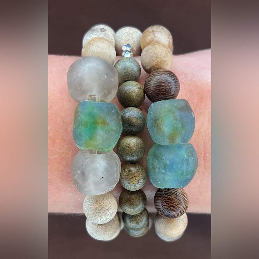 1 handmade by VV elastic stretch bracelet, left and middle bracelets have sold